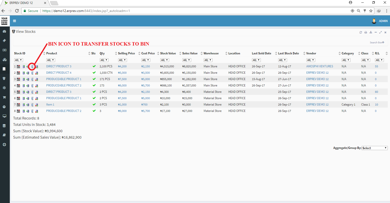 Move Damaged Stocks to Bin