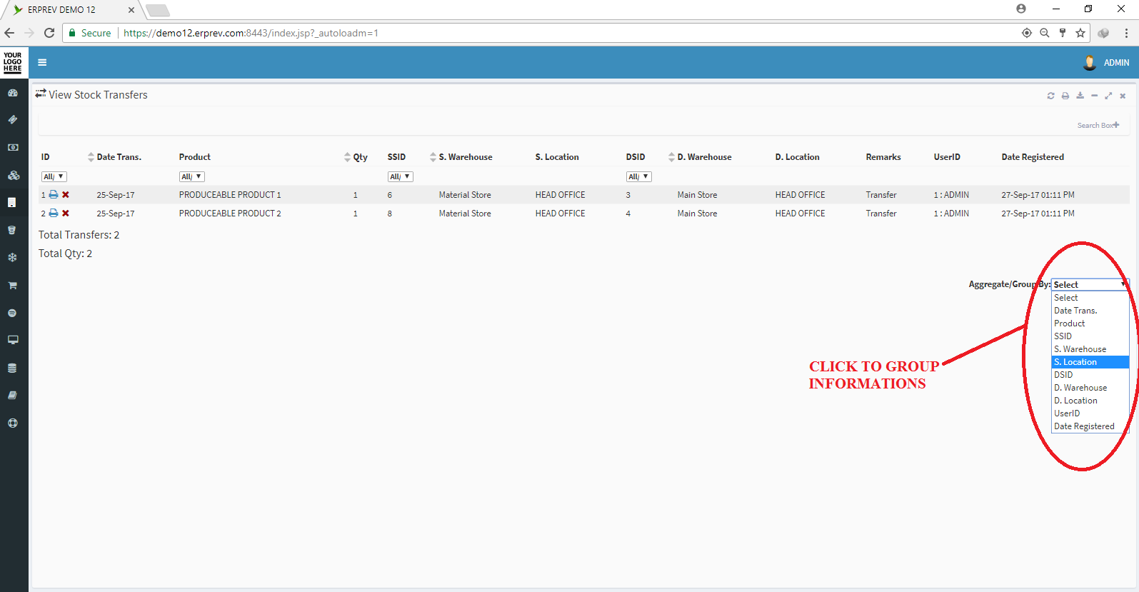 View Stock Transfers