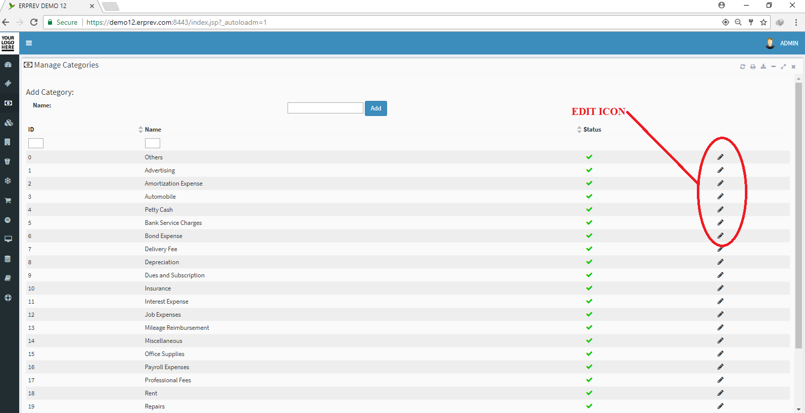 Edit Fund Categories