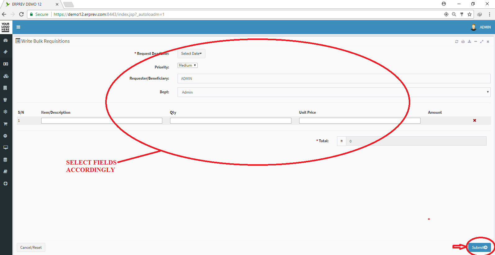 Write Bulk Requisition